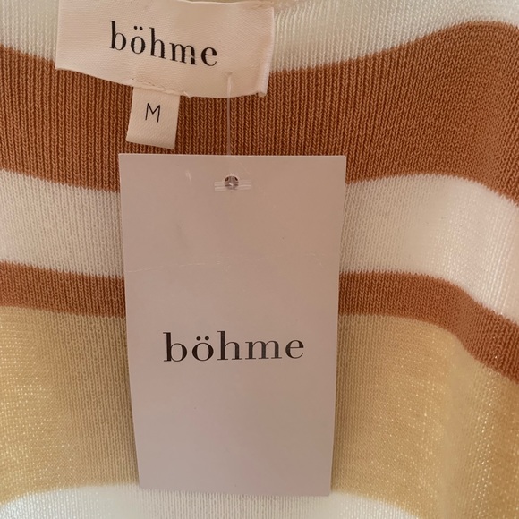 Bohme Striped Cutout Knit Midi Dress Sleeveless Spaghetti Straps Square Neck New - Picture 4 of 5